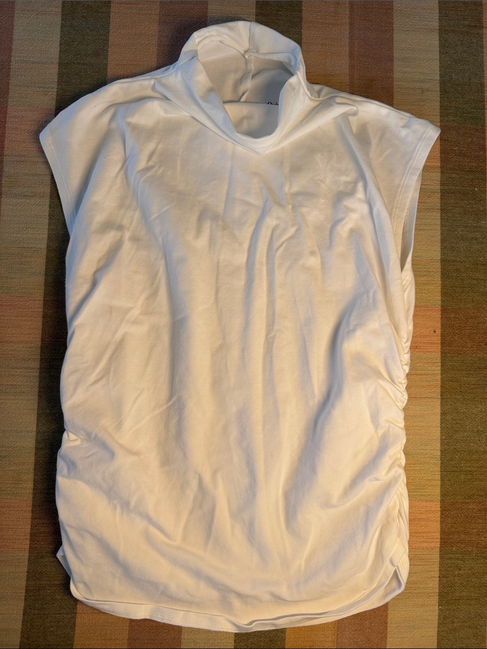 Quince Stretch Cotton Jersey Sleeveless Mock Neck Top white size M - Picture 5 of 8